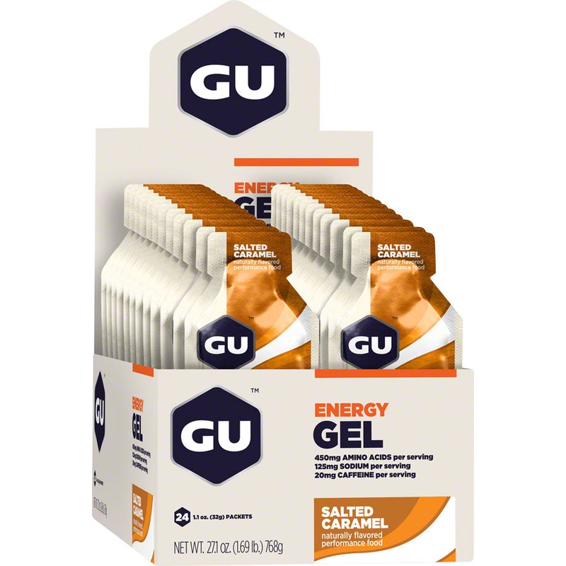 GU Energy Gel Salted Caramel Box of 24 Pack Nutrition Snack Active