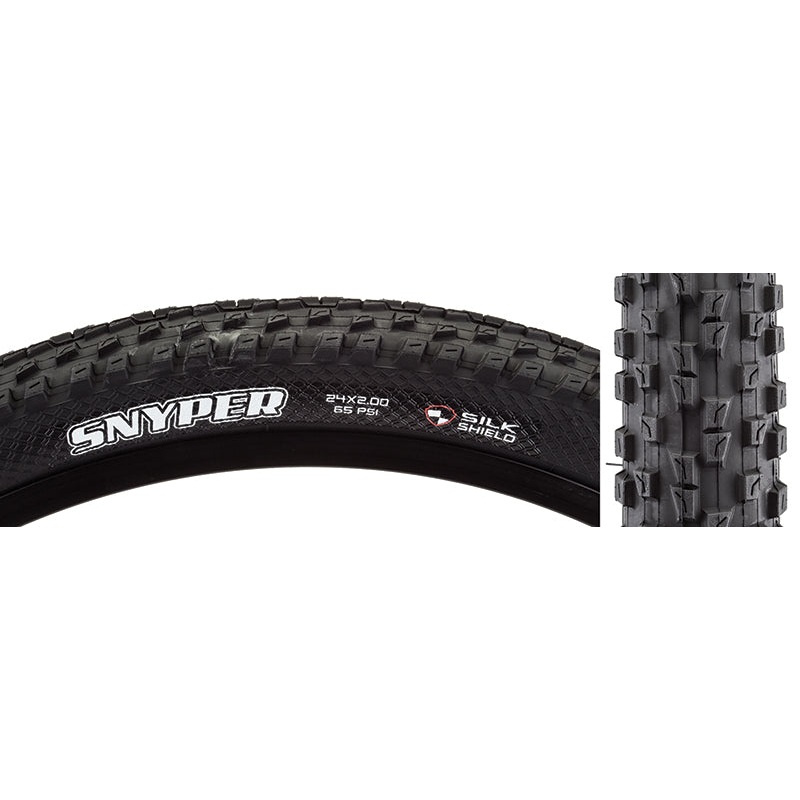 Maxxis Snyper Tire – 24 x 2 Clincher Folding Black Dual SilkShield