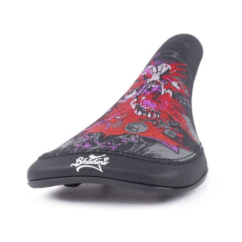 Shadow Conspiracy Penumbra Slim Railed BMX Seat – Jones Series 10 – Black / Red / Purple