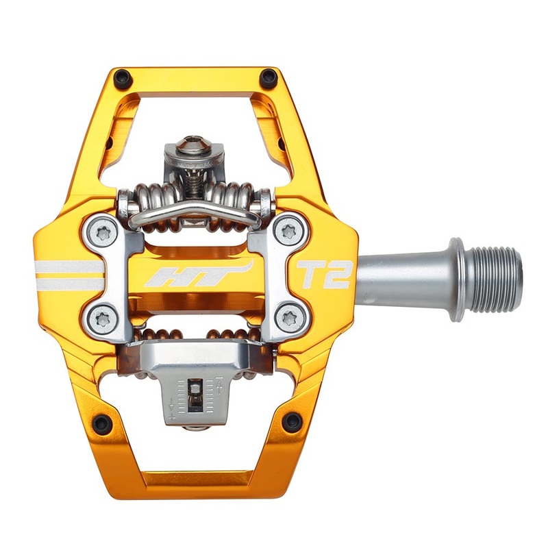 HT Components T2 Pedals – Dual Sided Clipless Platform Aluminum 9/16″ Orange