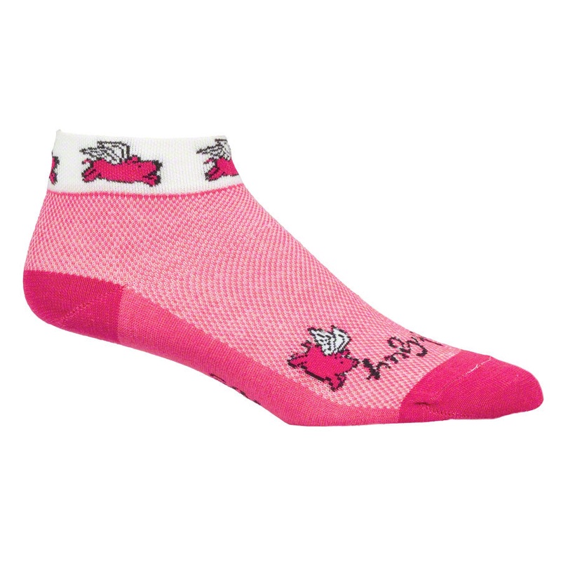 SockGuy Classic Flying Pigs Socks – 1″ Pink Womens Small/Medium