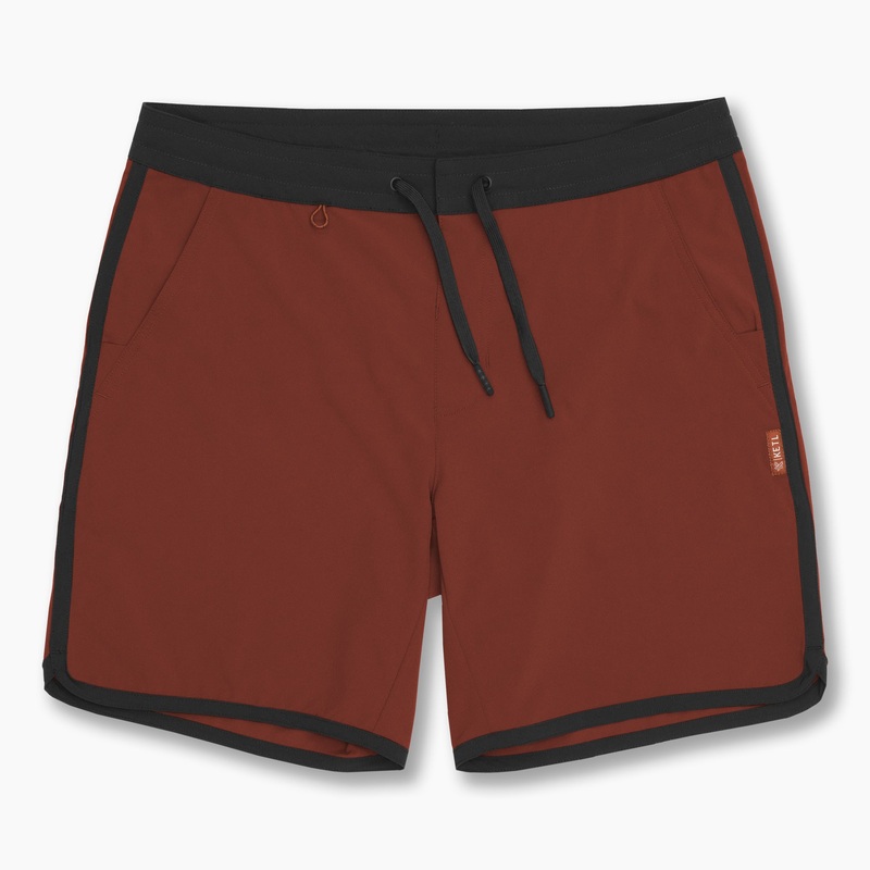 KETL Mtn Alpine Dip-N-More 7″ Boardshorts – Quick Dry, Rear Zipper Pocket Men’s Swim Trunks Made For Travel Maroon Men’s