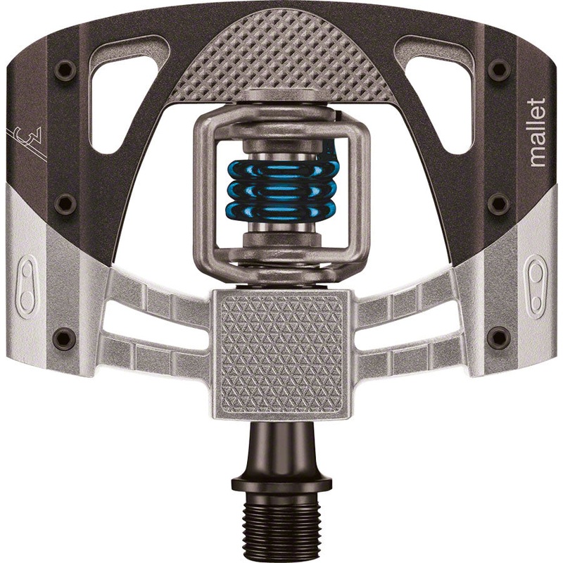 Crank Brothers Mallet 3 Pedals – Dual Sided Clipless with Platform, Aluminum, 9/16″, Raw /Black/Blue