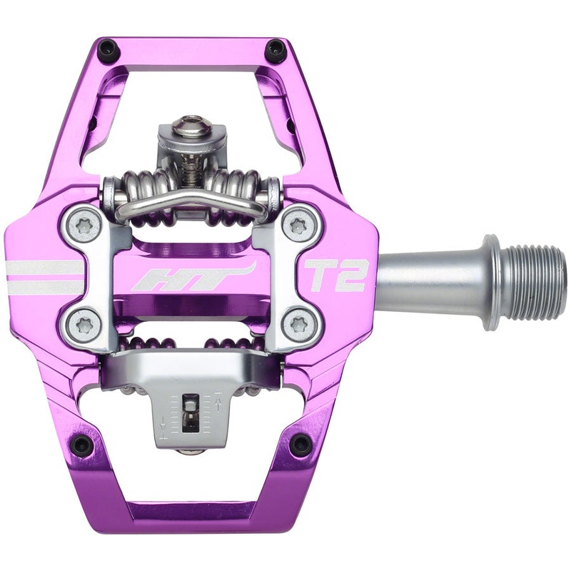 HT Components T2 Pedals – Dual Sided Clipless Platform Aluminum 9/16″ Purple