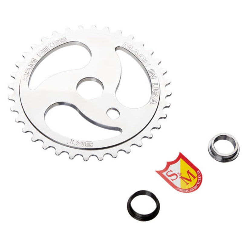 S&M 33t Chain Saw Aluminum BMX Sprocket – Polished – USA Made