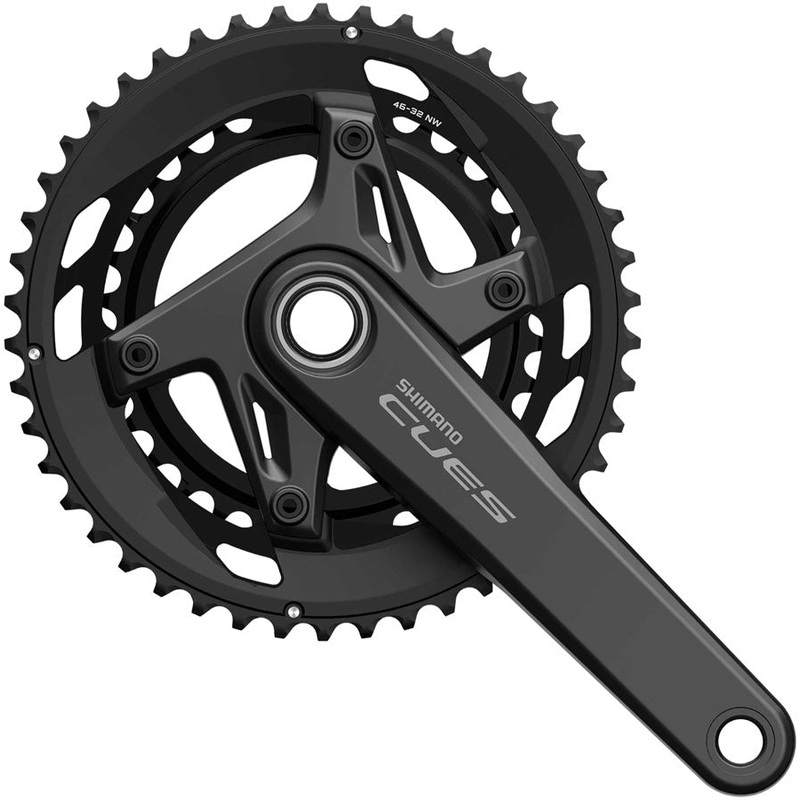 Shimano CUES FC-U6040-2 Crankset – 175mm 9/10-Speed 46/32t Asymmetric 110 BCD Hollowtech 2 Crankarms BLK
