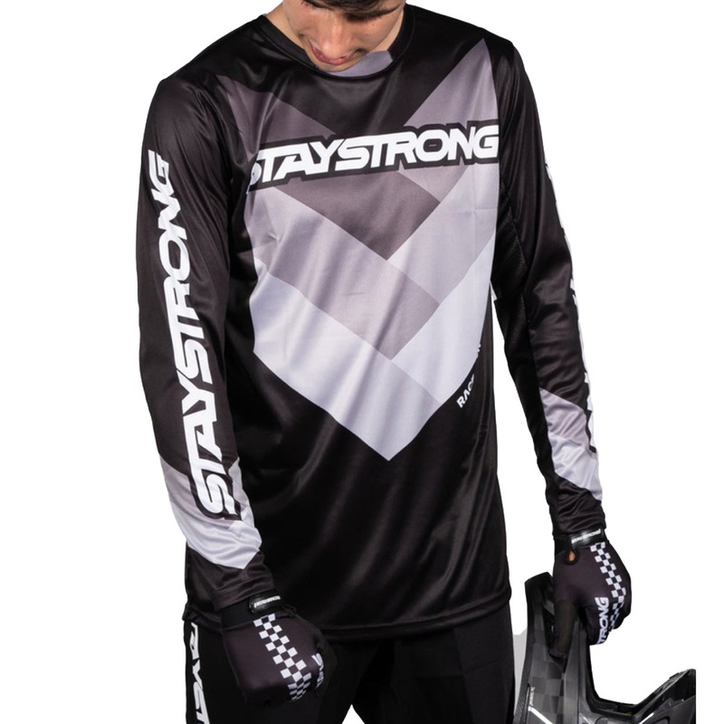Stay Strong Chevron BMX Race Jersey-Black