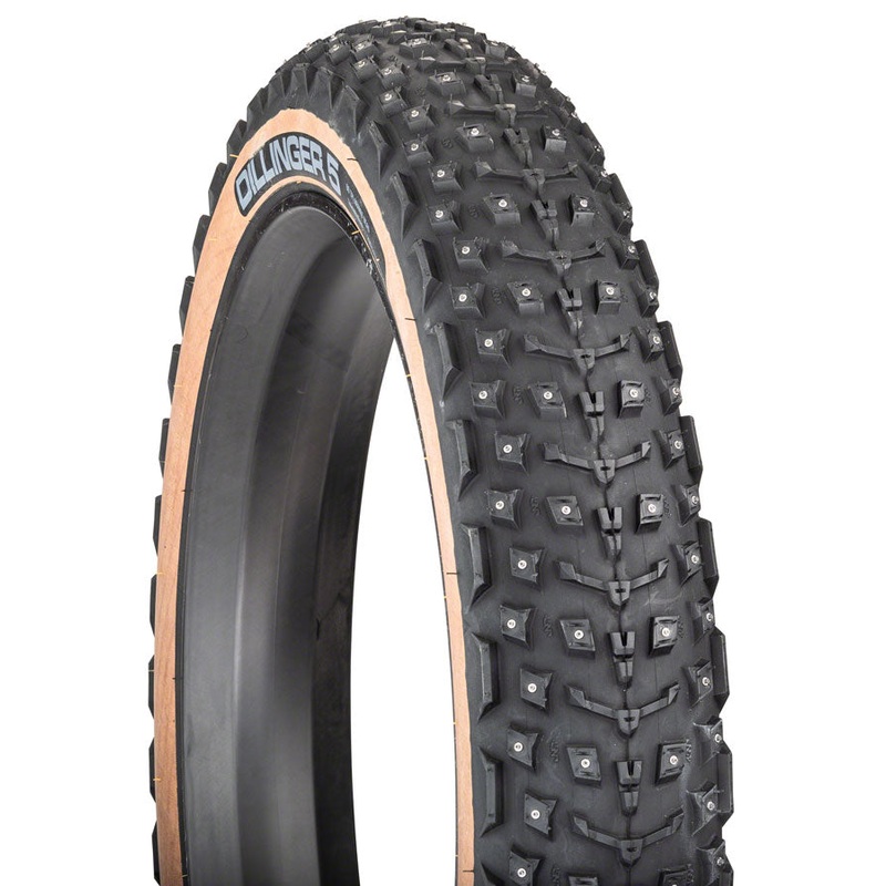 45NRTH Dillinger 5 Tire – 26 x 4.6 Tubeless Folding Tan 60 TPI 258 Concave Carbide Aluminum Studs