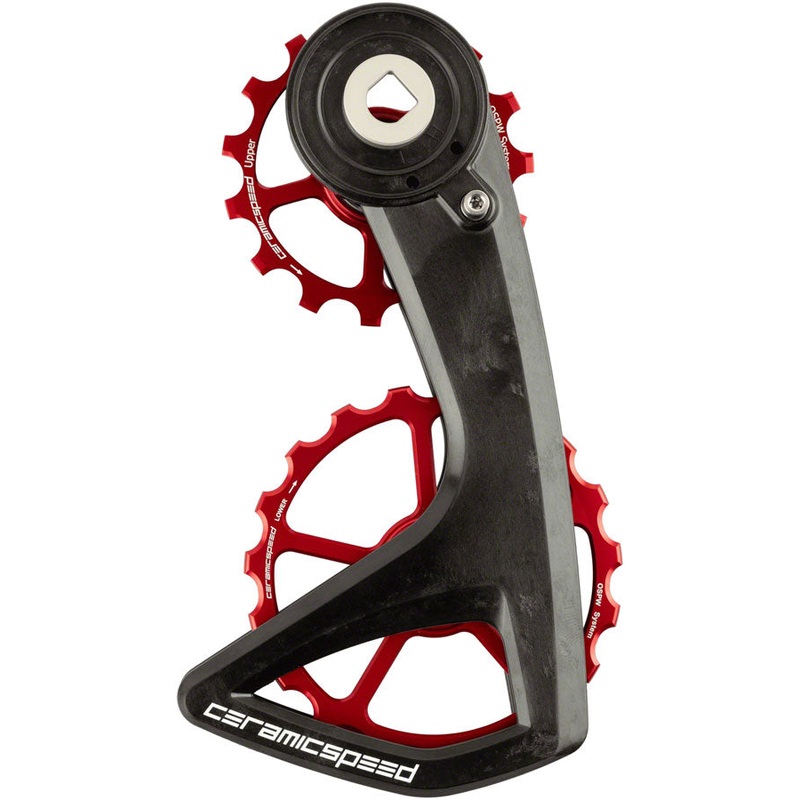 CeramicSpeed OSPW RS Pulley Wheel System SRAM Red/Force AXS – Aluminum Pulley 5 Spoke Carbon Cage Red