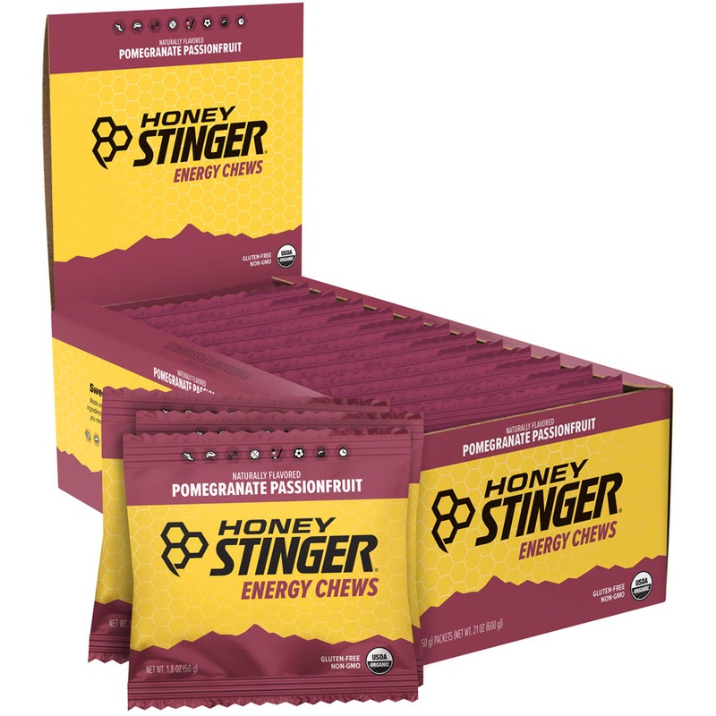 Honey Stinger Organic Energy Chews – Pomegranate, Passion Fruit, Box of 12