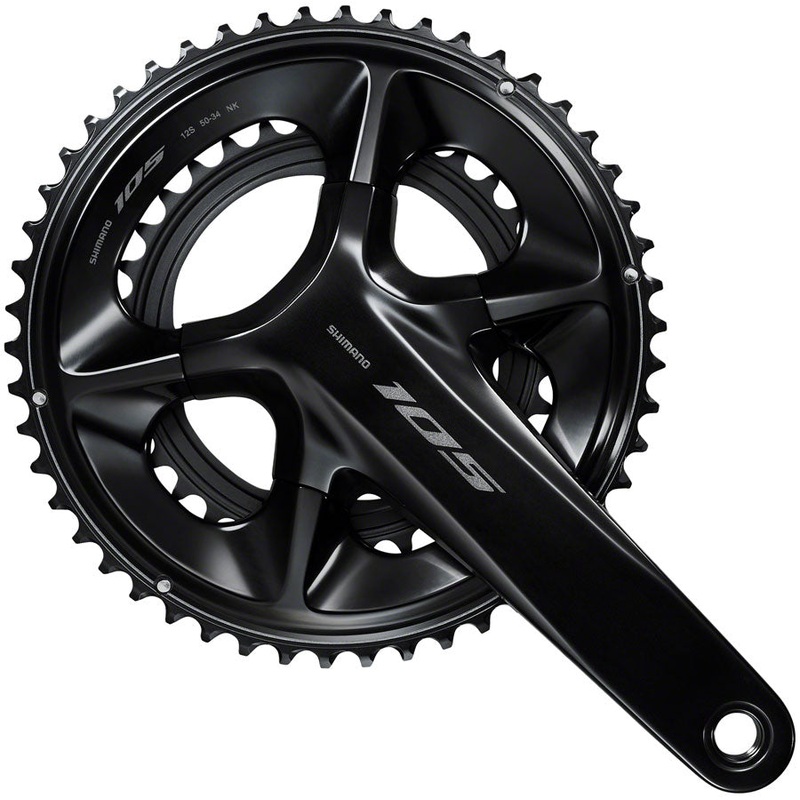 Shimano 105 FC-R7100 Crankset – 175mm, 12-Speed, 50/34t, 110 Asymmetric BCD, Hollowtech II Spindle Interface, Black
