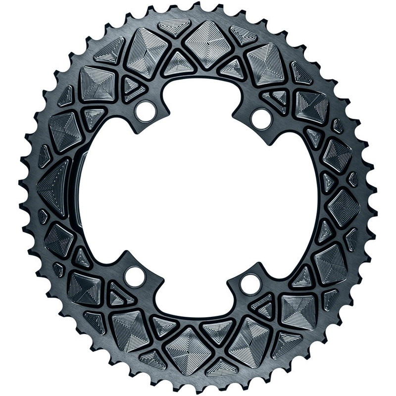 absoluteBLACK Premium Oval 110 BCD Road Outer Chainring Shimano Dura-Ace 9000 – 52t 110 Shimano Asymmetric BCD 4-Bolt Gray