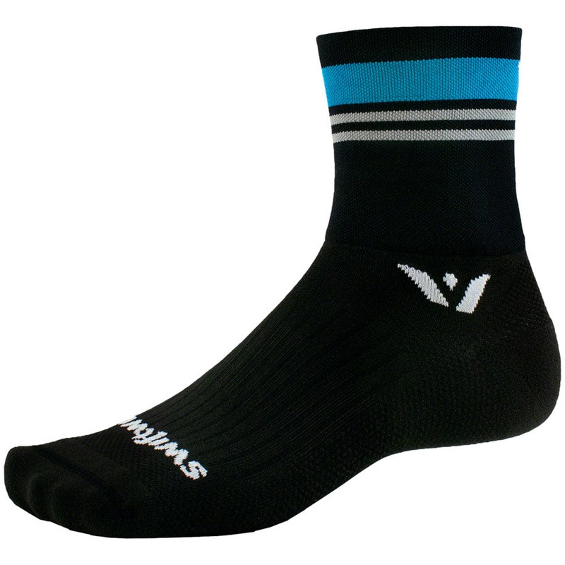 Swiftwick Aspire Four Stripe Socks – Aqua Gray, X-Large