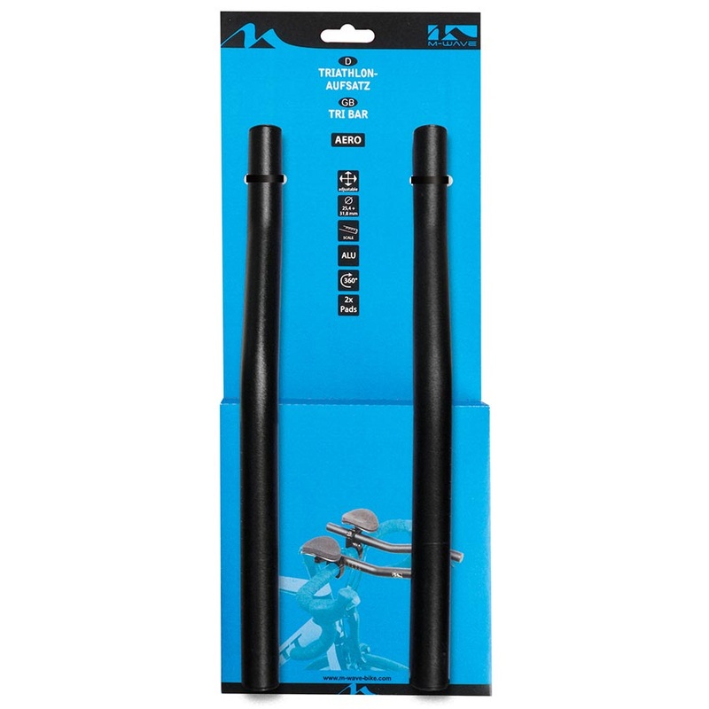 M-Wave Aero F Clip=on Handlebar Aluminum Black 31.8mm clamp with 25.4mm adapters