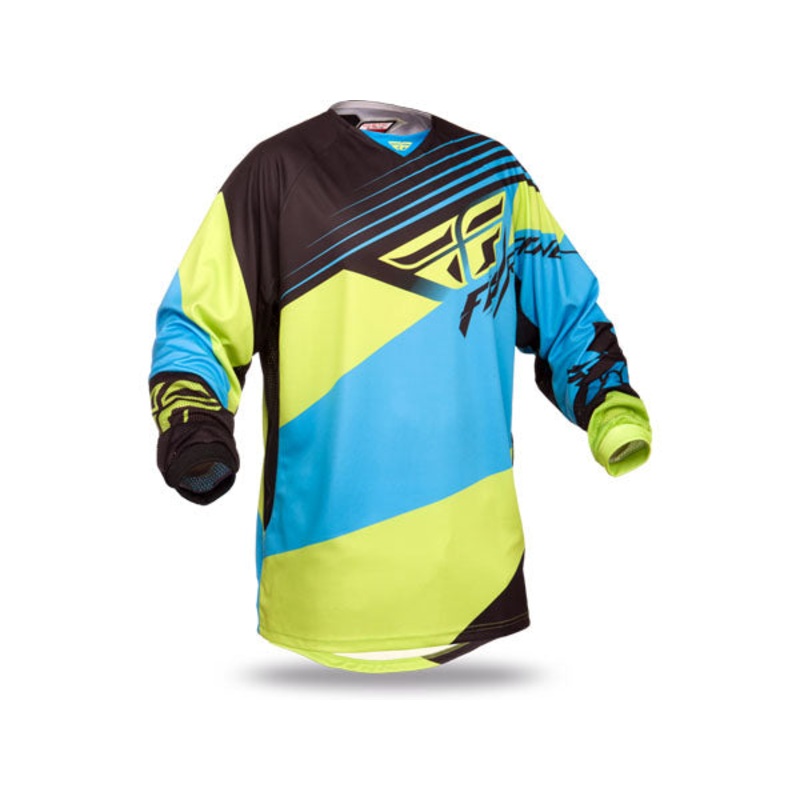 Fly Racing 2014 Kinetic Blocks BMX Race Jersey-Blue/Hi-Vis Yellow