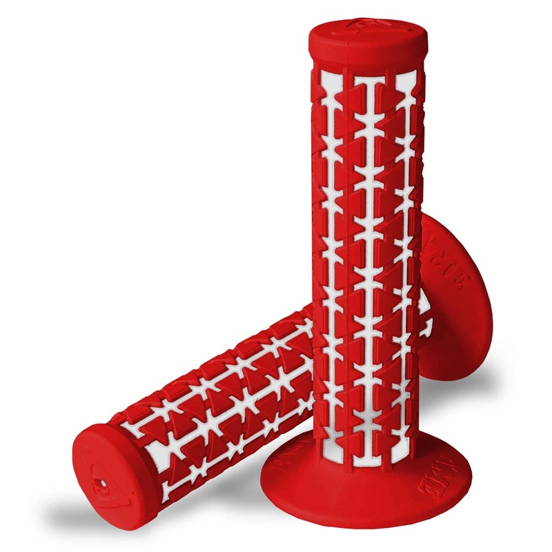 AME Dual BMX Grips – Flanged – Red over White – Made in the USA