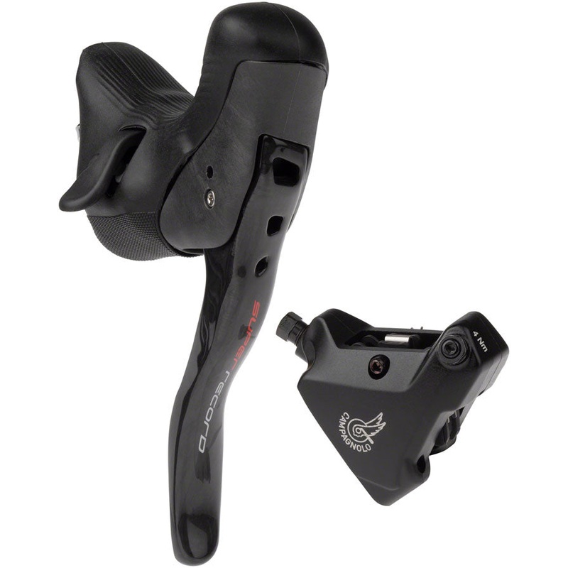 Campagnolo Super Record Ergopower EPS Shifter Hydraulic Brake/Shift Lever and Disc Caliper – Left/Front, 12-Speed, 140mm Flat Mount Caliper, Black