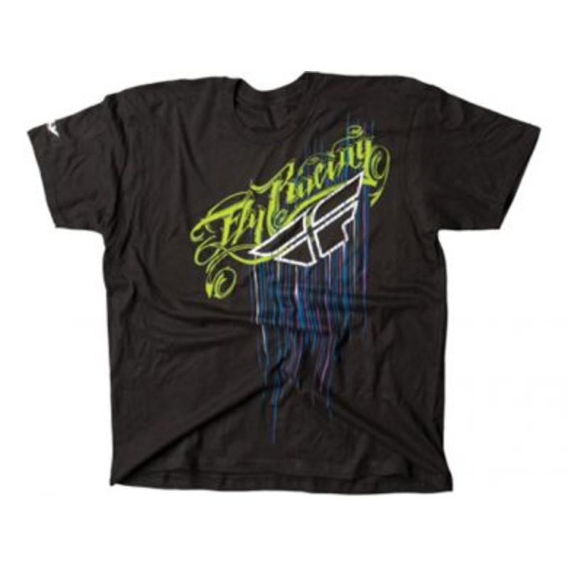 Fly Racing Script Drip T-Shirt-Black