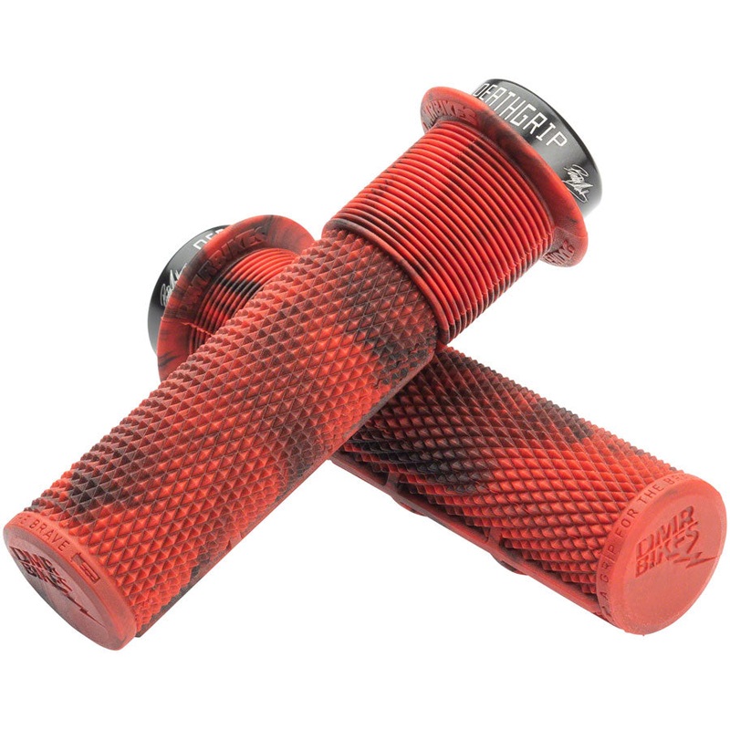 DMR DeathGrip Flanged Grips – Thick, Lock-On, Marble Red