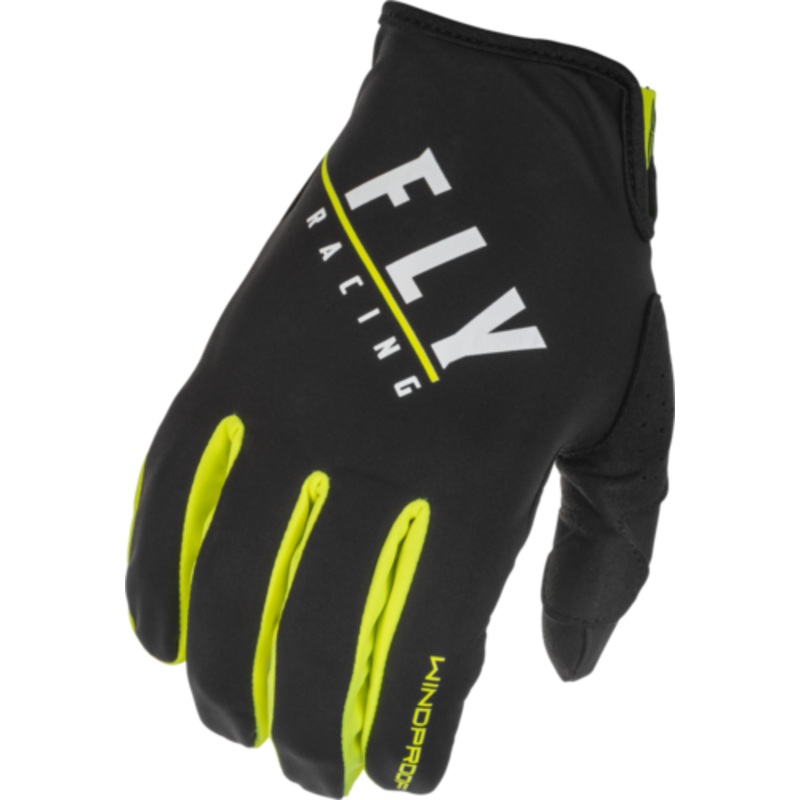 Fly Racing Windproof Gloves – Black / Hi-Vis Yellow