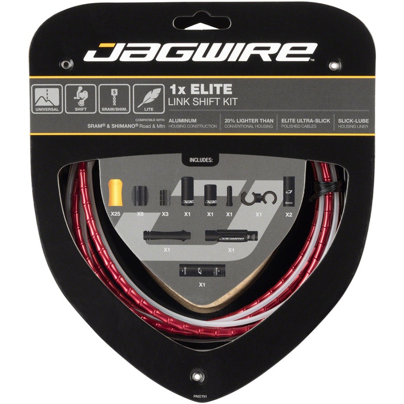 Jagwire 1x Elite Link Shift Cable Kit SRAM/Shimano Polished Ultra-Slick Cable Red