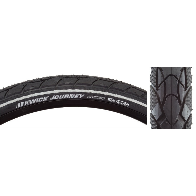 Kenda Kwick Journey Tire – 26 x 1.95 Clincher Wire Black/Reflective 60tpi KS