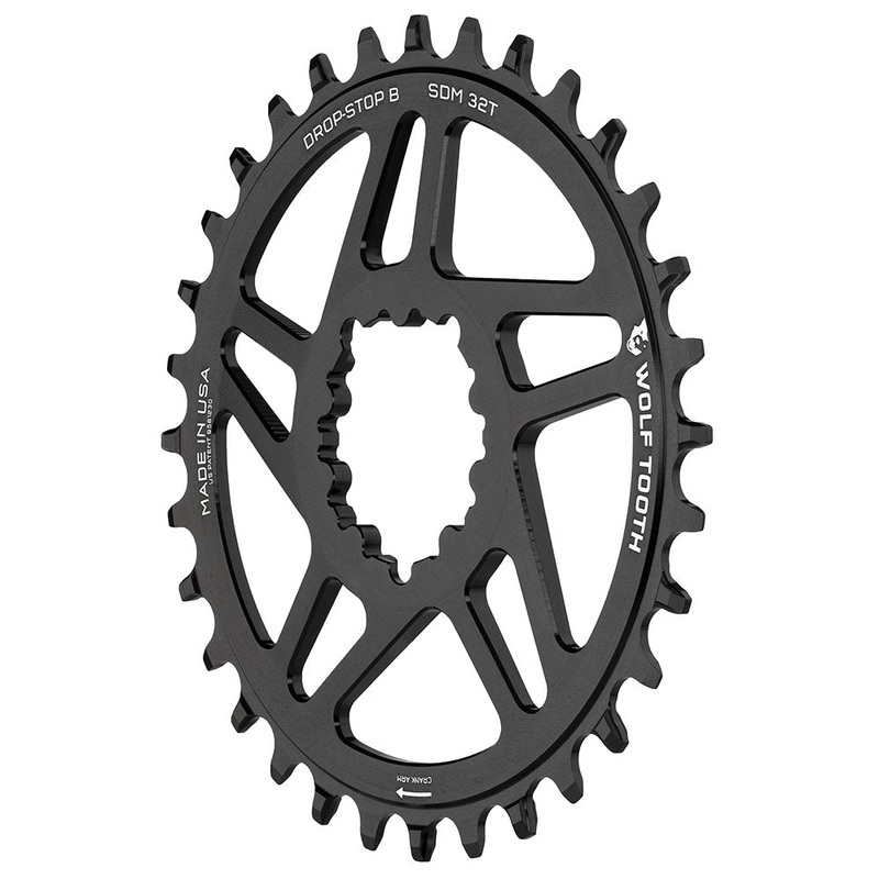 Wolf Tooth Components Chainring – Drop-Stop B – 0mm Offset – SRAM 3-Bolt Direct Mount – 30t – Round – Black