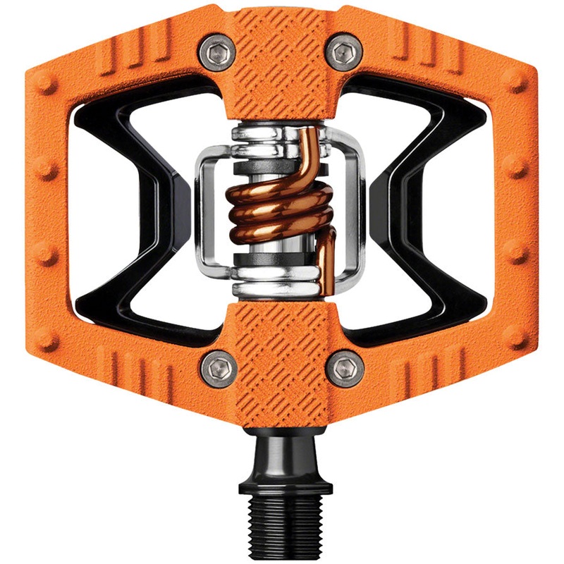 Crank Brothers Double Shot 2 Pedals – Single Side Clipless with Platform, Aluminum, 9/16″, Orange