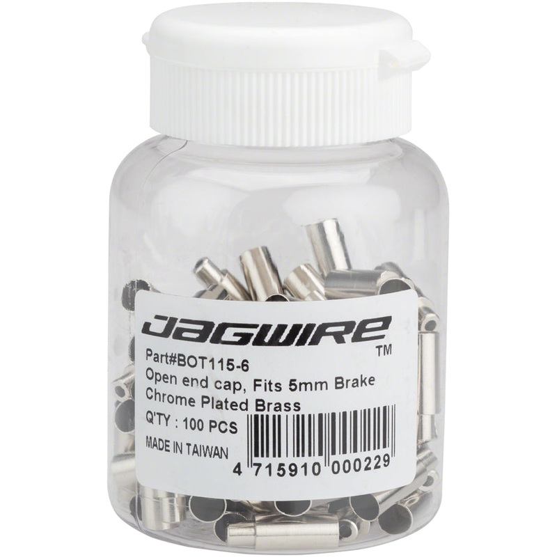 Jagwire 5mm to 4mm Step Down Open End Caps Bottle of 100, Chrome Plated