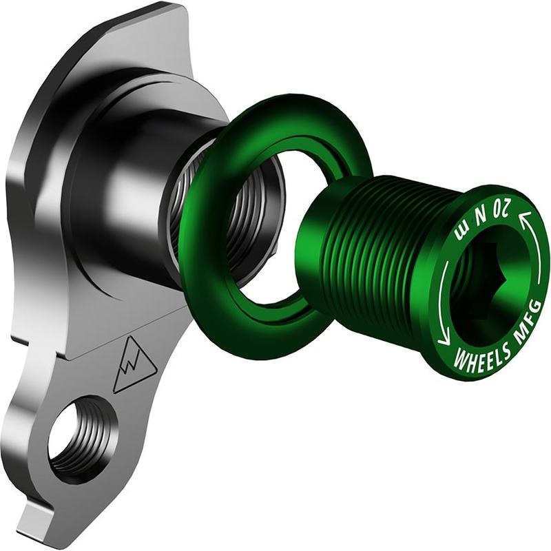 Wheels Manufacturing Universal Derailleur Hanger – 487-9 For Trek ABP MTB Frames designed to accept SRAM UDH Black/Green