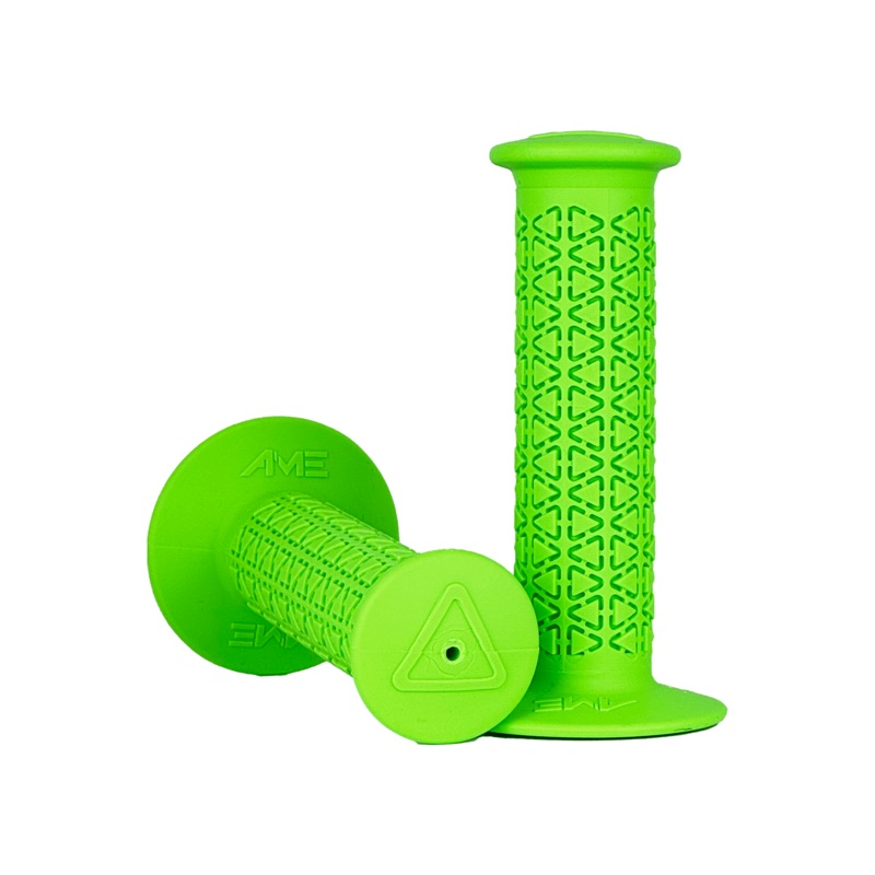 AME Rounds BMX Grips – Flanged – Fluorescent Green – USA Made