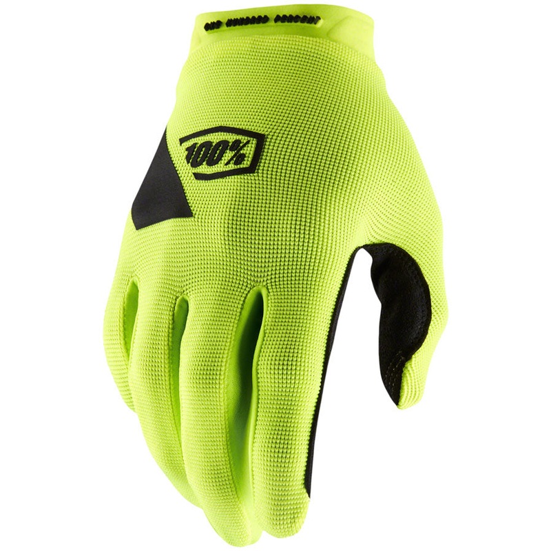 100% Ridecamp Gloves – Flourescent Yellow/Black, Full Finger, Women’s, Small