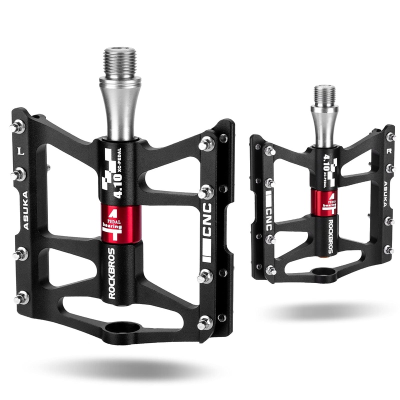 ROCKBROS 4 Bearings Mountain MTB Bike Pedals Platform Flat Aluminum Alloy 9/16″