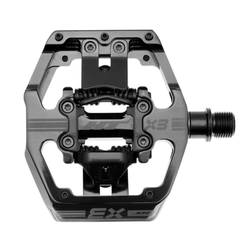 HT Components X3 Pedals – Dual Sided Clipless with Platform, Aluminum, 9/16″, Stealth Black