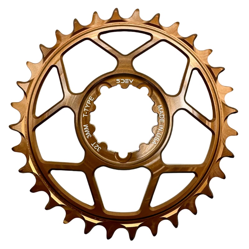 5Dev T-Type Aluminum Chainring, Kash, Sram 3 Bolt, 30 Tooth, 3mm Offset