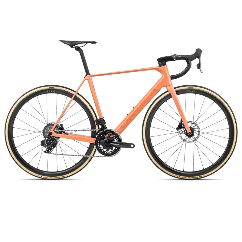 2024 Orbea ORCA M21eLTD PWR Racing Road Bike – 51cm, Orange Cloud (Matte) – Stone Blue (Matte-Gloss)