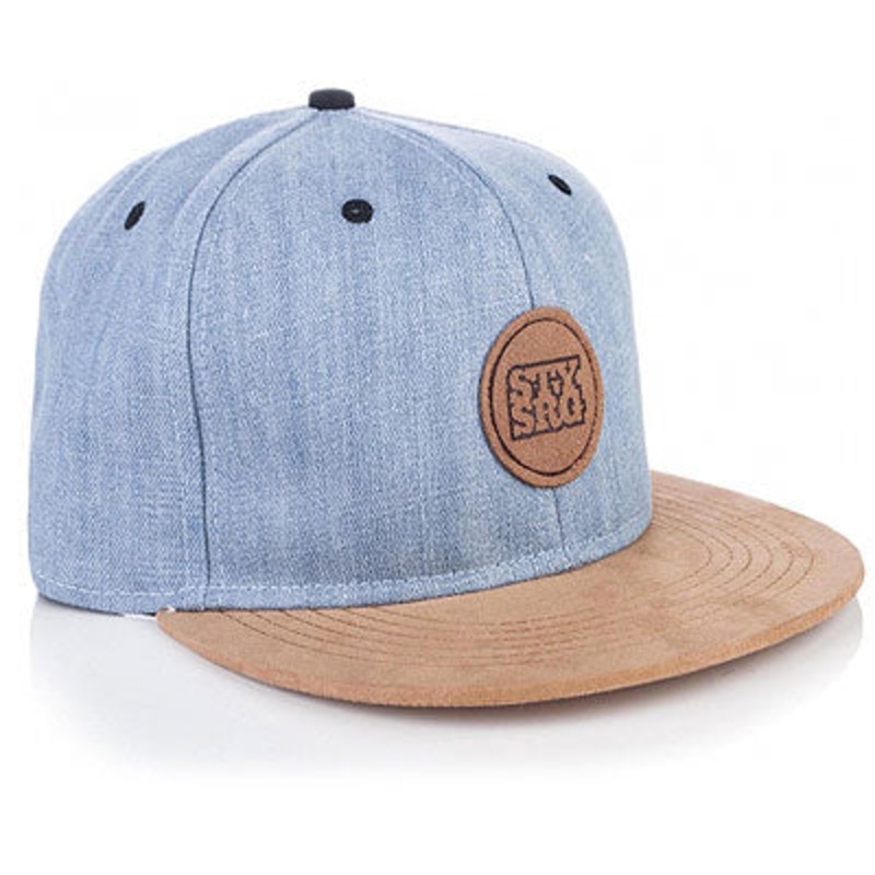 Stay Strong Snapback Hat-Denim/Brown Suede