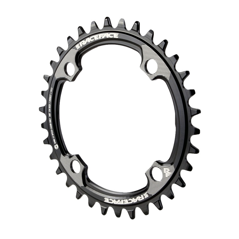 RaceFace 1x 104 BCD Hyperglide+ Chainring – 34t 104 BCD 4-Bolt Requires Shimano 12-speed Hyperglide+ Chain 7075 Aluminum BLK
