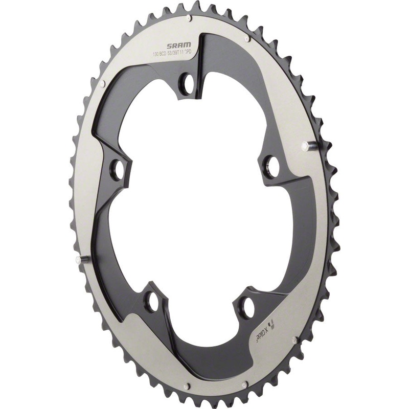 SRAM Red 22 53T 130mm BCD YAW Chainring Gray for Hidden or Non-Hidden Bolt Use with 39T