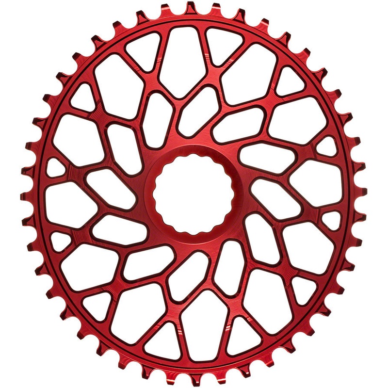 absoluteBLACK Oval Narrow-Wide Direct Mount Chainring – 42t CINCH Direct Mount 3mm Offset Red