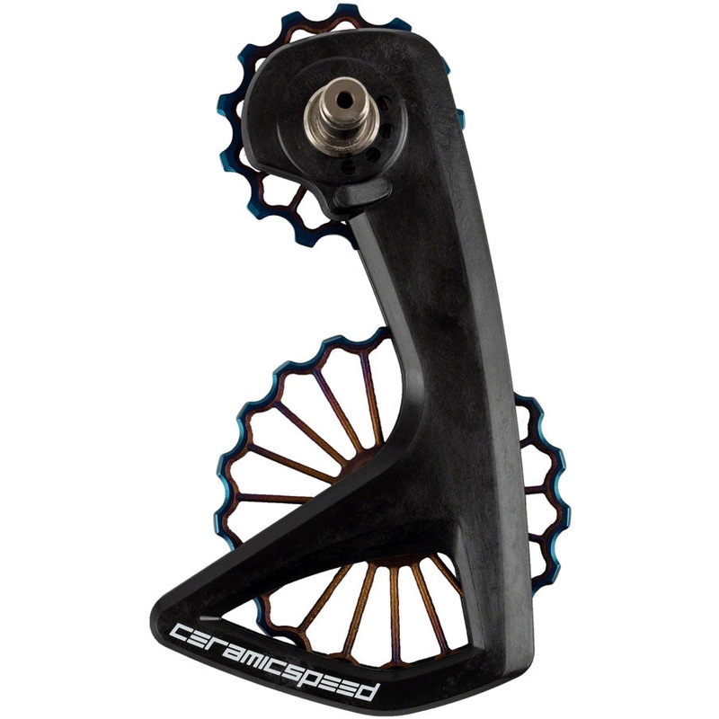 CeramicSpeed OSPW RS Pulley Wheel System Shimano 9250/8150 – Coated Races 3D Printed Ti Pulley Carbon Cage Oil Slick PVD