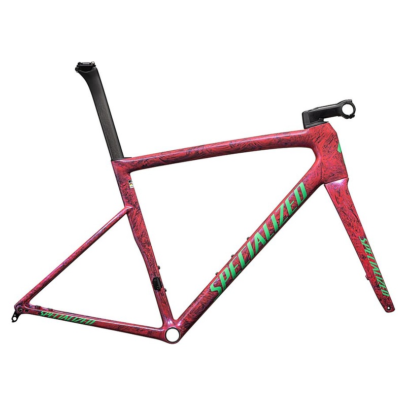 Specialized tarmac sl8 frmset gloss carbon / metallic vivid pink strata / electric green 56