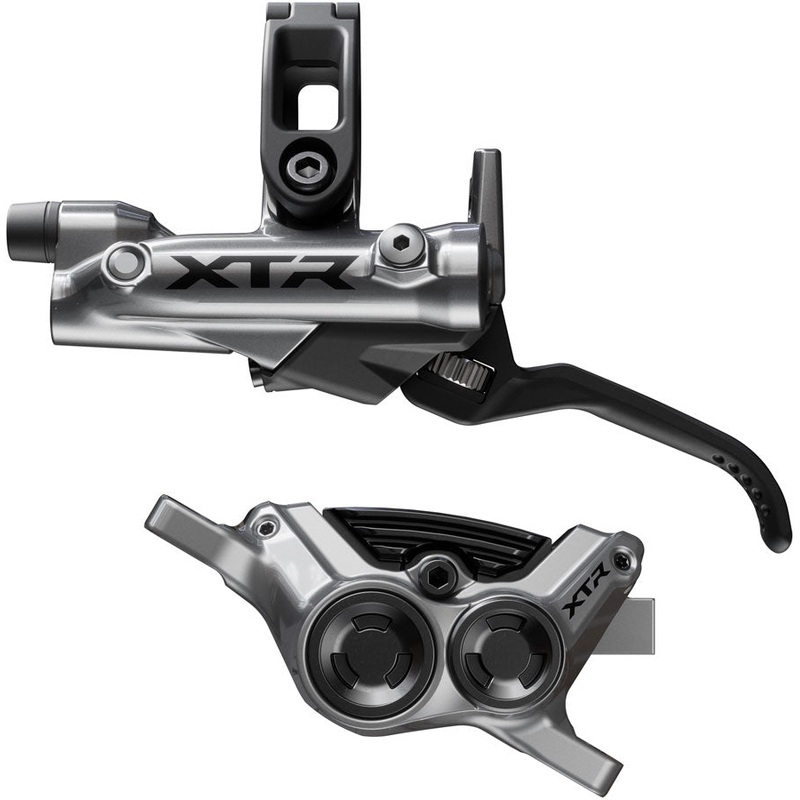Shimano XTR M9220 Enduro Disc Brake Lever – Left/Front Post Mount 4-Piston Caliper SM-BH90-SBM Hose Finned Metal Pads Gray