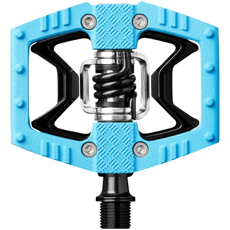 Crank Brothers Double Shot 2 Pedals – Single Side Clipless with Platform, Aluminum, 9/16″, Blue/Black