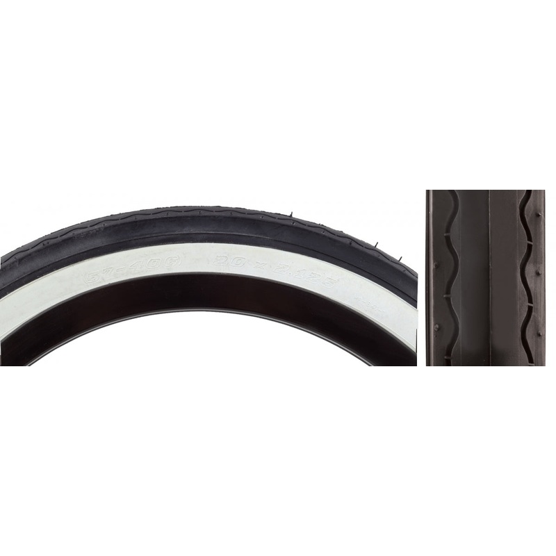 Tire Sunlite 20X2.125 Black/Wh Slick 841 Wire