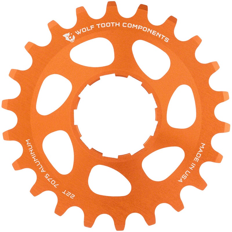 Wolf Tooth Single Speed Aluminum Cog – 22t, Compatible with 3/32″ Chains, Orange