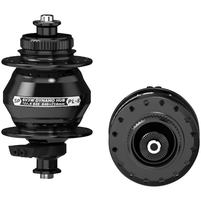 SP 8 Series Dynamo Front Hub – PL-8 6V- 3W QR x 100mm Centerlock 32H Black