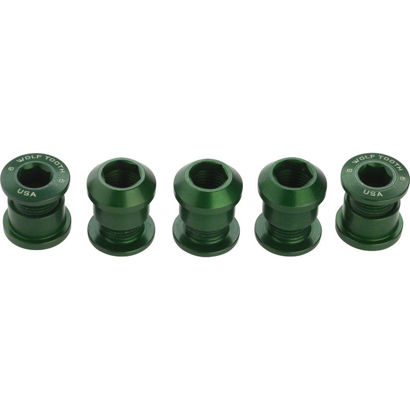 Wolf Tooth 1x Chainring Bolt Set – 6mm Dual Hex Fittings Set/5 Green