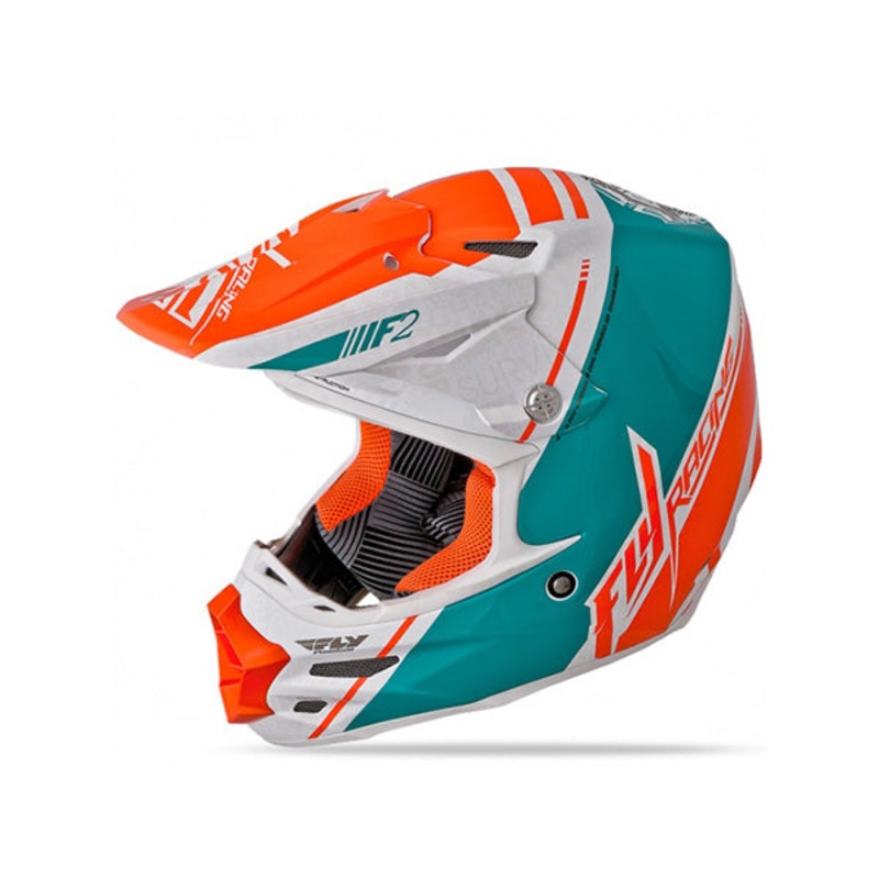 Fly Racing F2 Carbon Canard Helmet-White/Teal/Orange