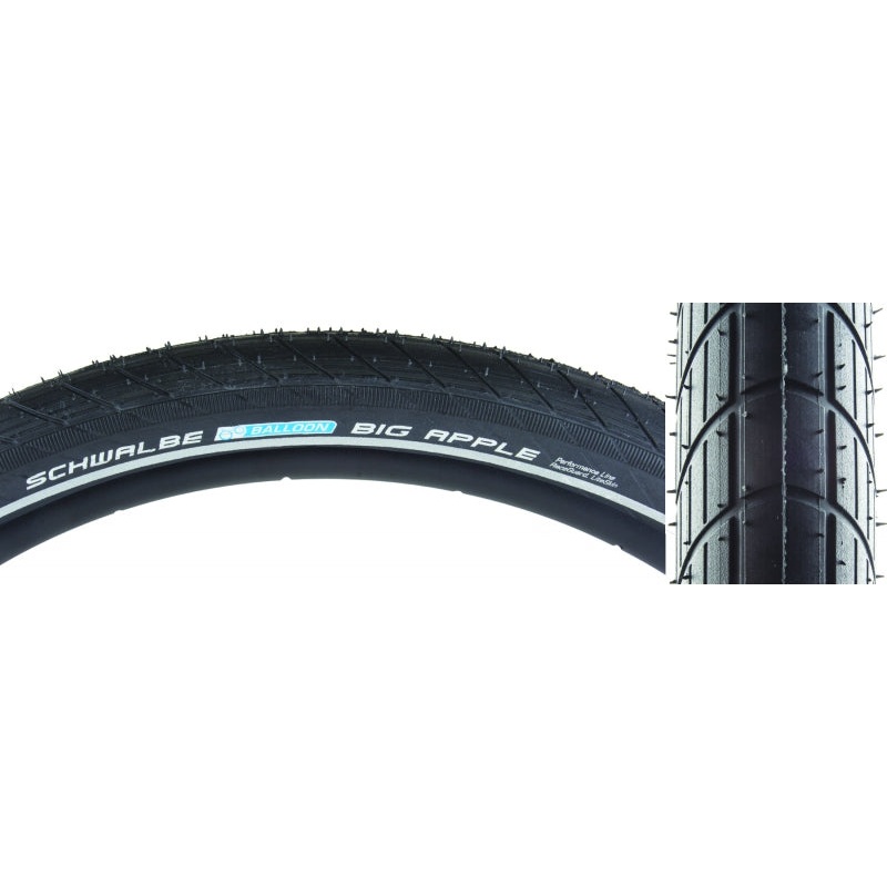 Schwalbe Big Apple Tire – 700 x 50 Clincher Wire BLK/Reflective Performance Endurance RaceGuard